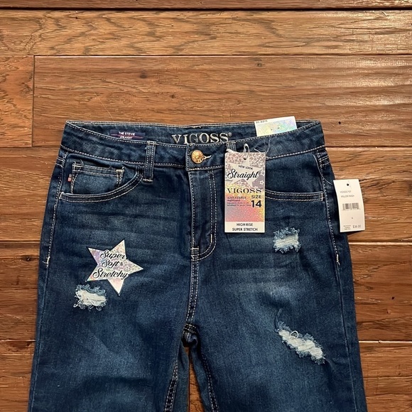 Vigoss Girl’s Distressed Straight Leg Jeans Size 14 - Picture 3 of 7